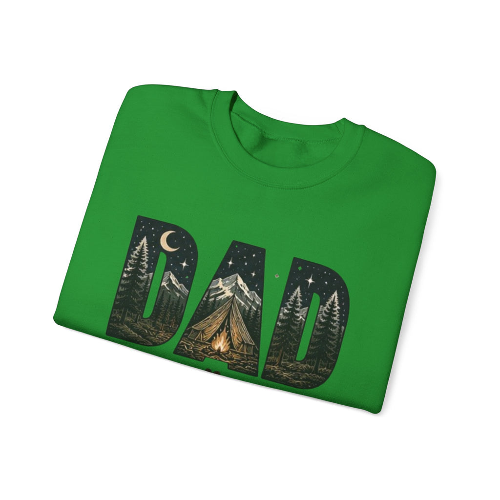 Dad Camping Crewneck Sweatshirt | Rustic Campfire & Mountain Outdoor Dad Gift