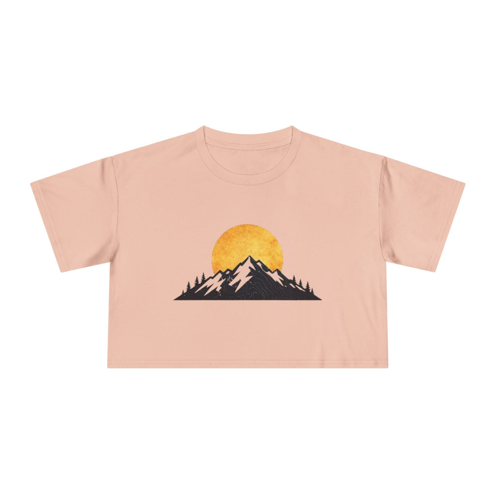 Mountain Sunrise Womens Crop Tee | Minimal Nature Graphic Top
