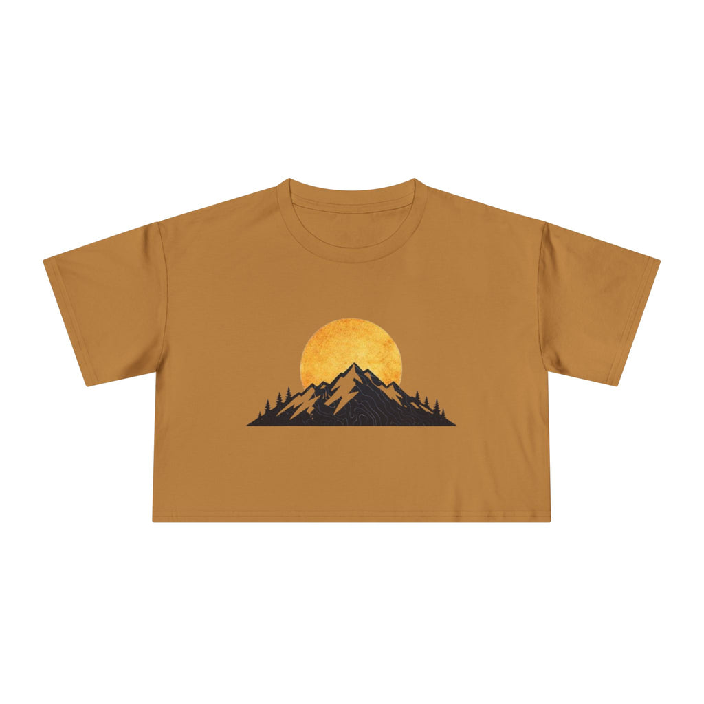 Mountain Sunrise Womens Crop Tee | Minimal Nature Graphic Top