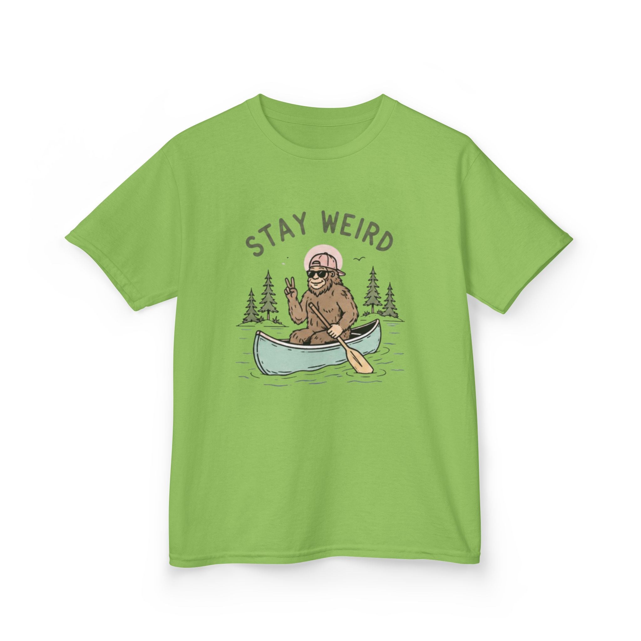 Kids Tee | "Stay Weird" Canoe Sasquatch Graphic