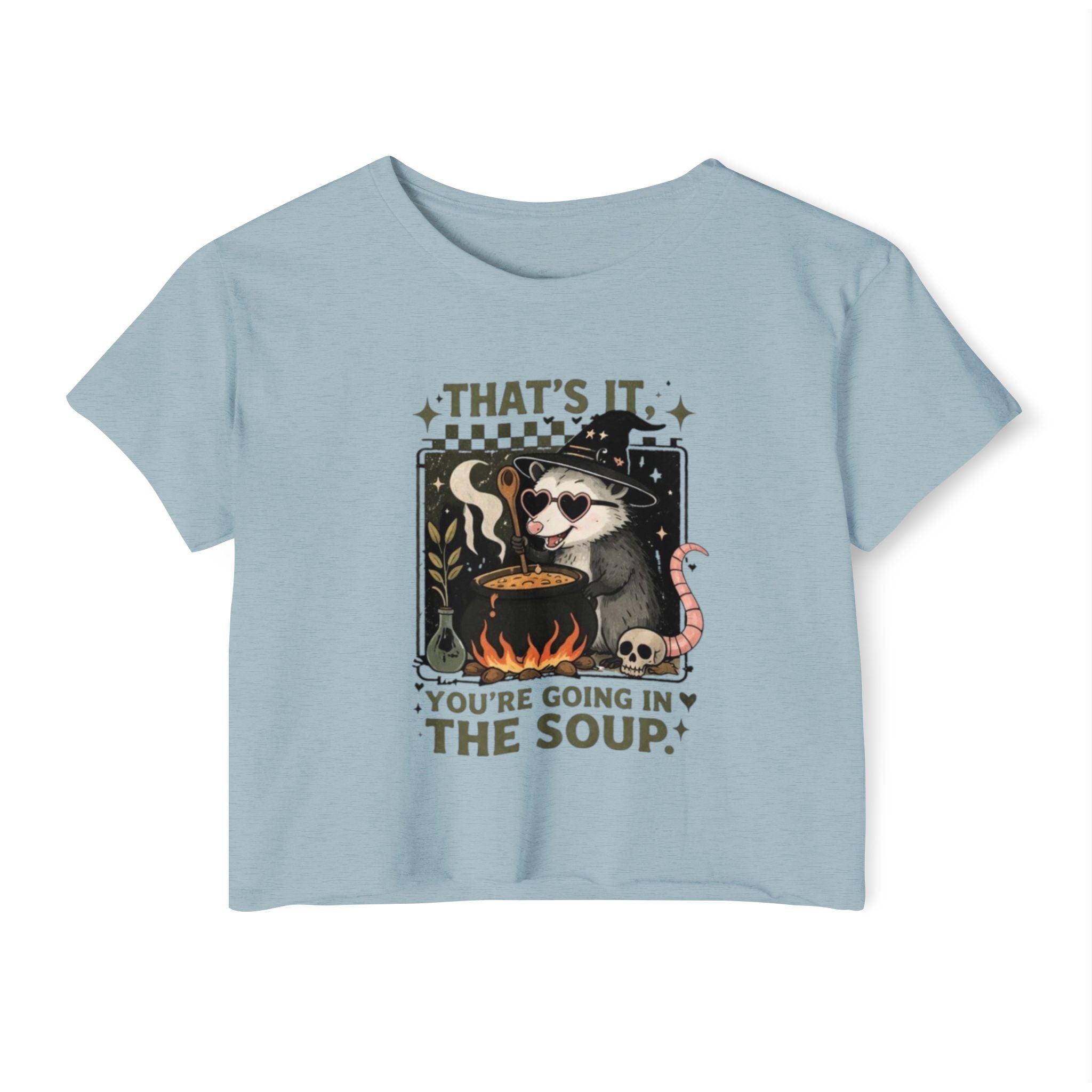 Witchy Opossum Crop Top | "Thats It, Youre Going in the Soup" Festival Tee
