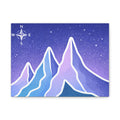 Mountain Night Canvas Art | Purple Blue Peaks with Compass Wall Decor