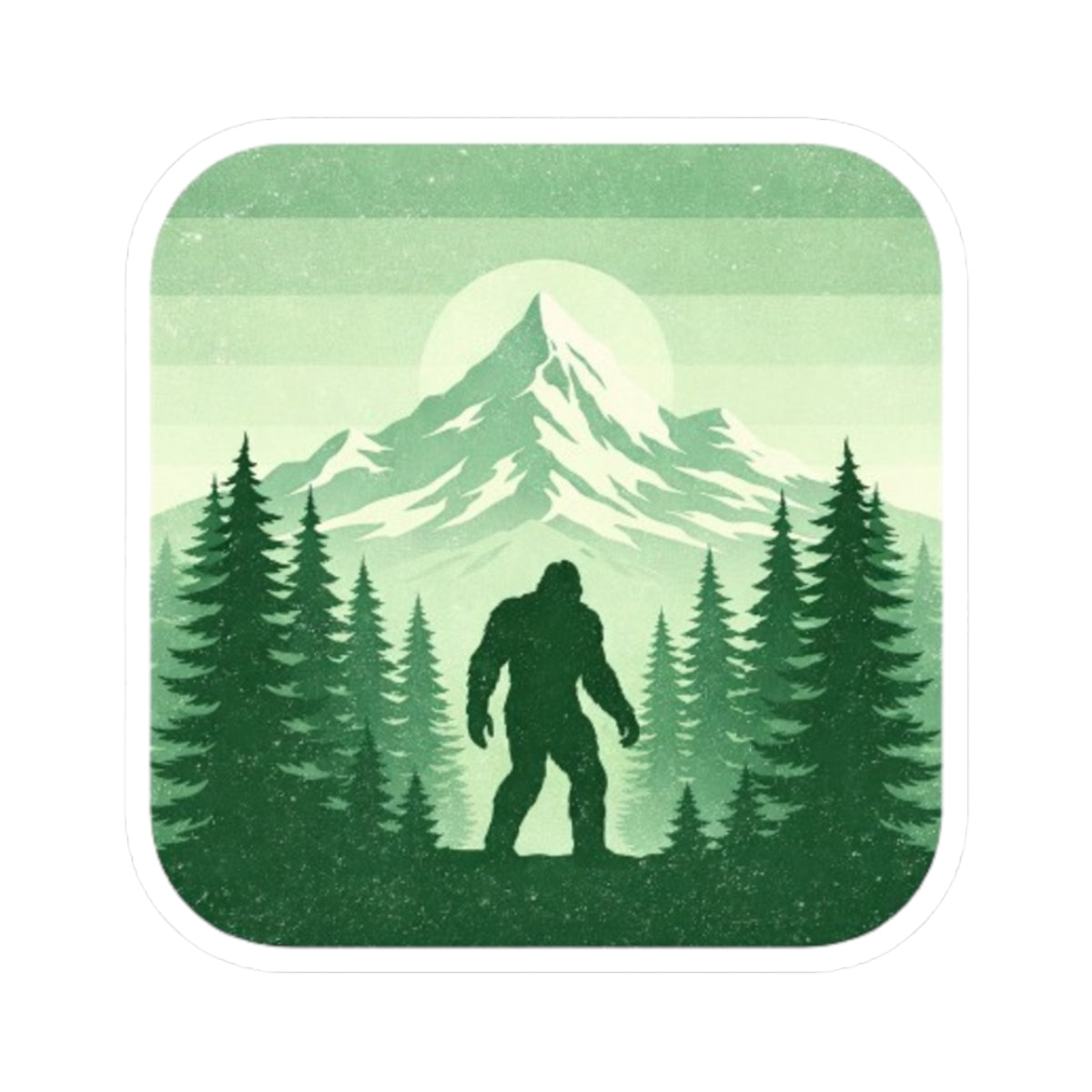 Bigfoot Forest Sticker | Vintage Green Mountain Sasquatch Kiss-Cut