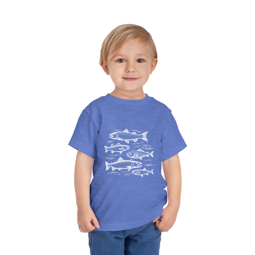 Toddler Tee | Vintage Fish Sketches Kids Short Sleeve Shirt