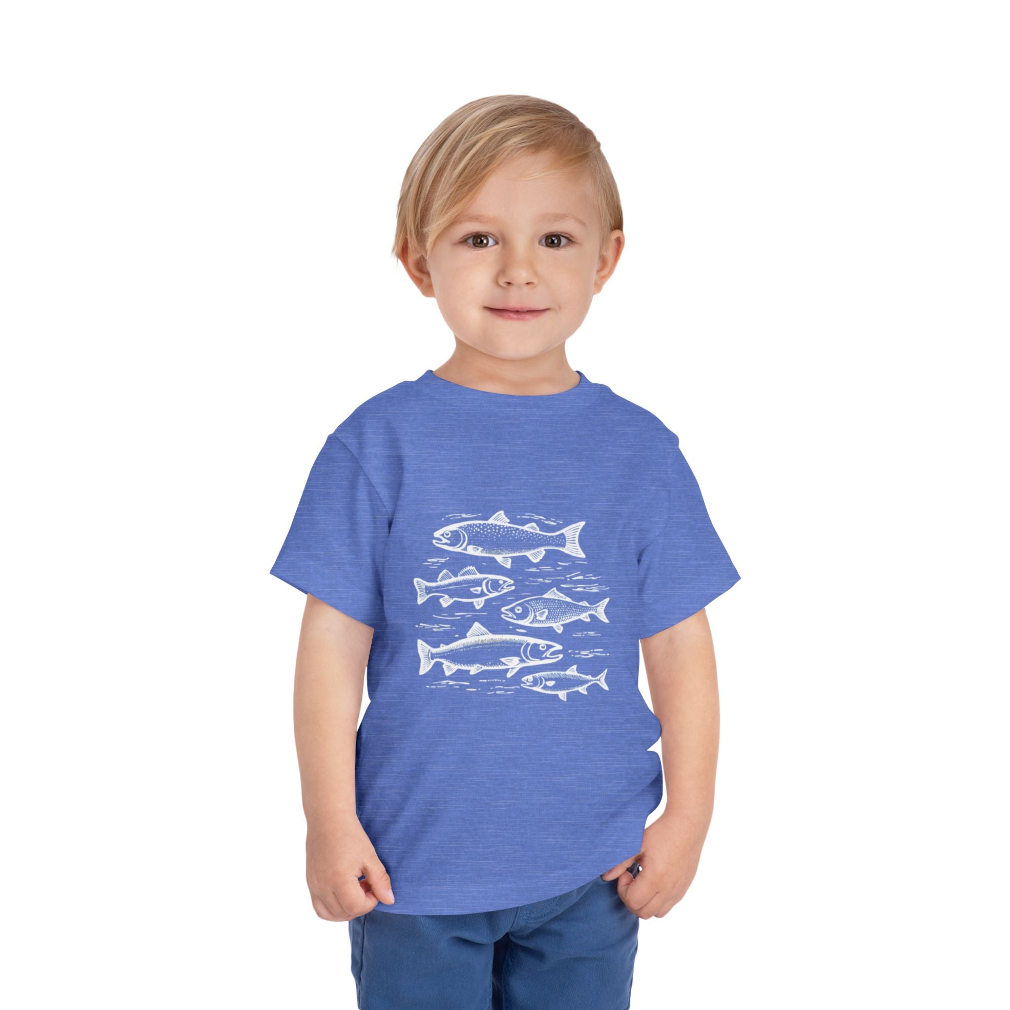 Toddler Tee | Vintage Fish Sketches Kids Short Sleeve Shirt