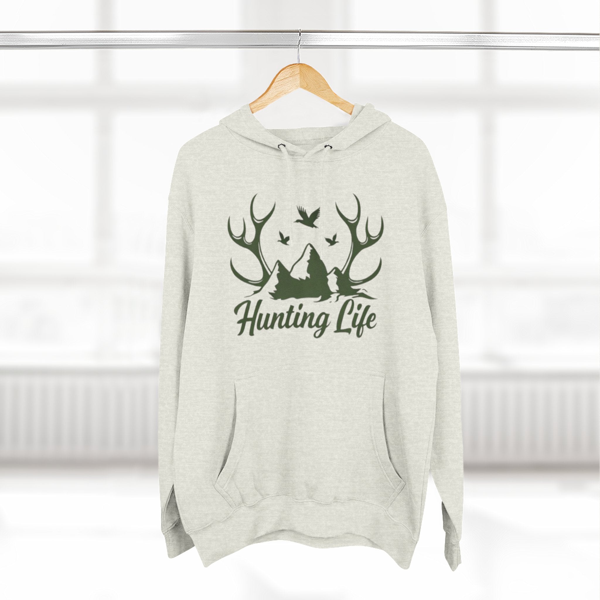 Hunting Life Hoodie | Antler Mountain & Birds Outdoor Hunting Hooded Sweatshirt
