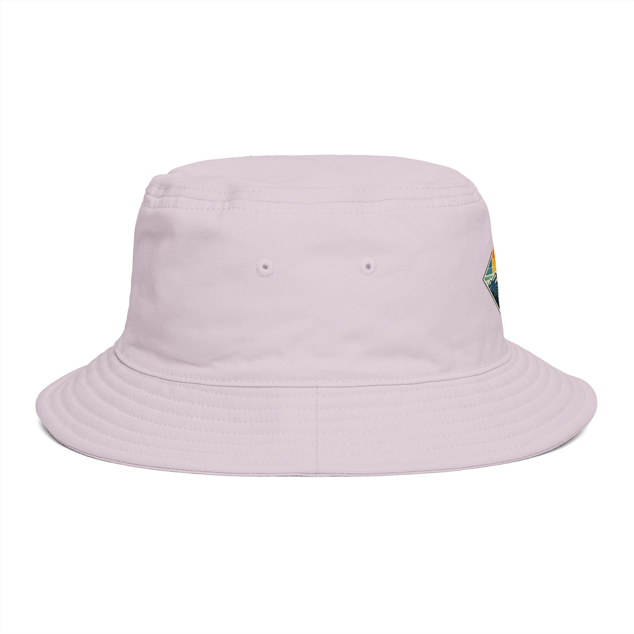 Mountain Sunset Bucket Hat | Retro Outdoor Hiking Patch
