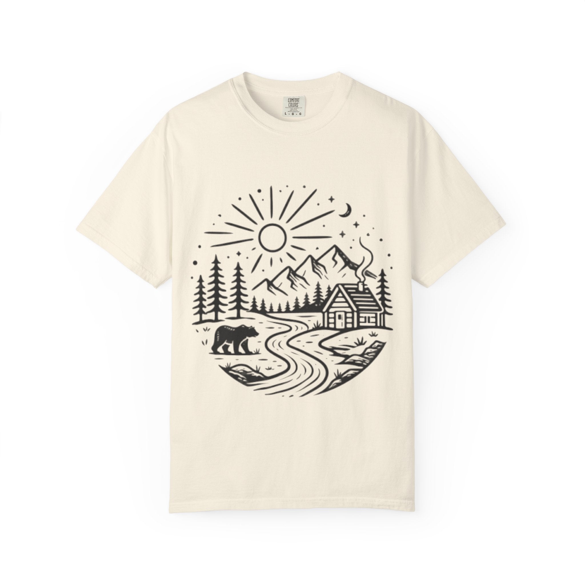 Cabin River Wilderness T-Shirt | Mountain, Bear & Forest Outdoor Tee
