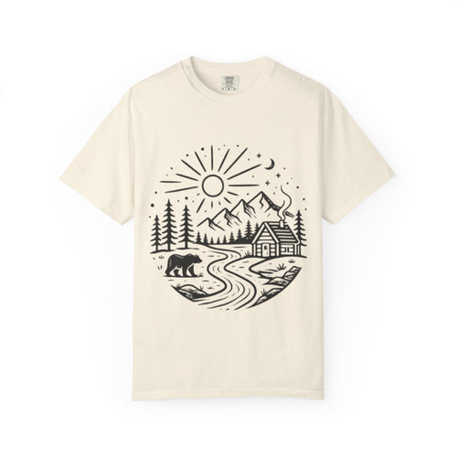 Cabin River Wilderness T-Shirt | Mountain, Bear & Forest Outdoor Tee
