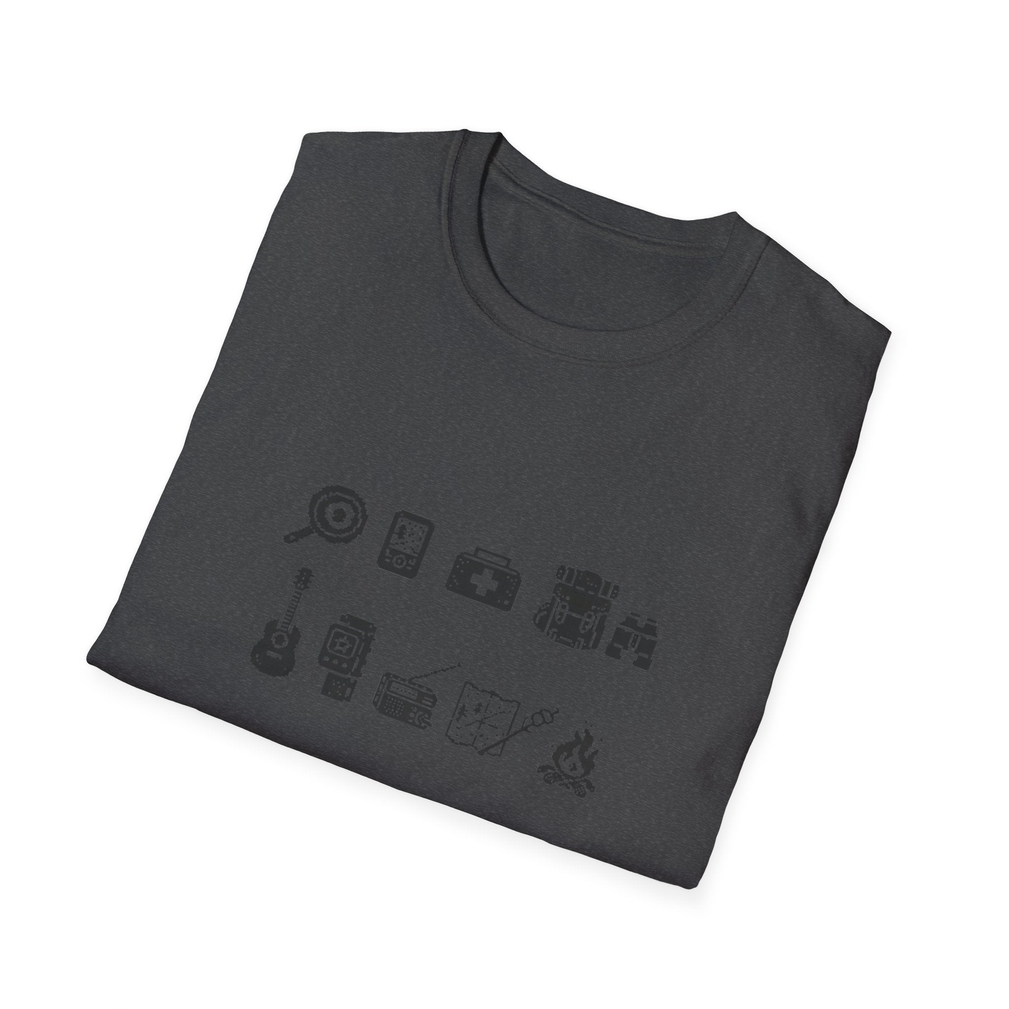 T-Shirt | Minimal Camping Gear Icons Graphic Tee | Camping Kit Tee