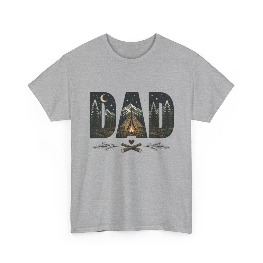 Dad Camping T-Shirt | Outdoor Graphic Tee with Tent & Campfire Design