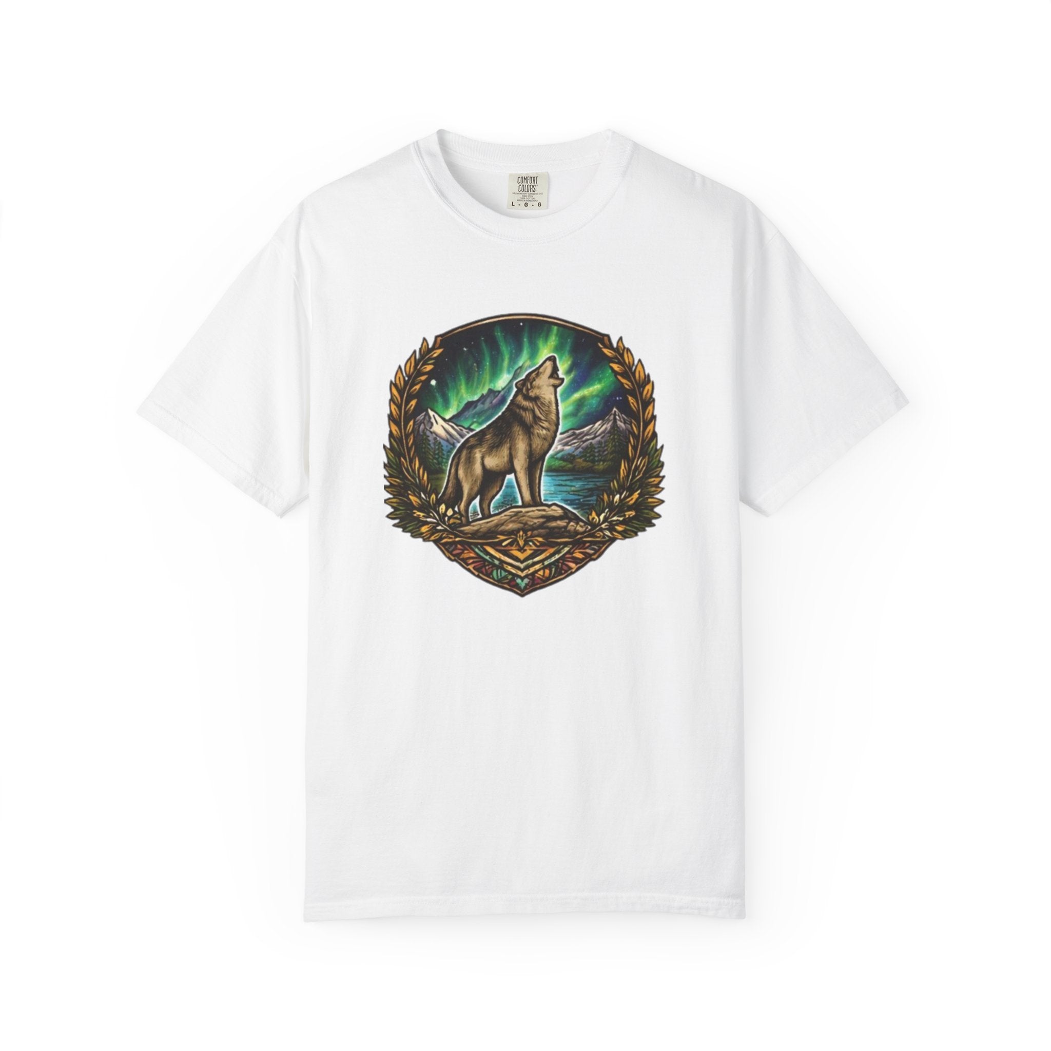 Wolf & Northern Lights T-Shirt | Howling Wolf Graphic Tee