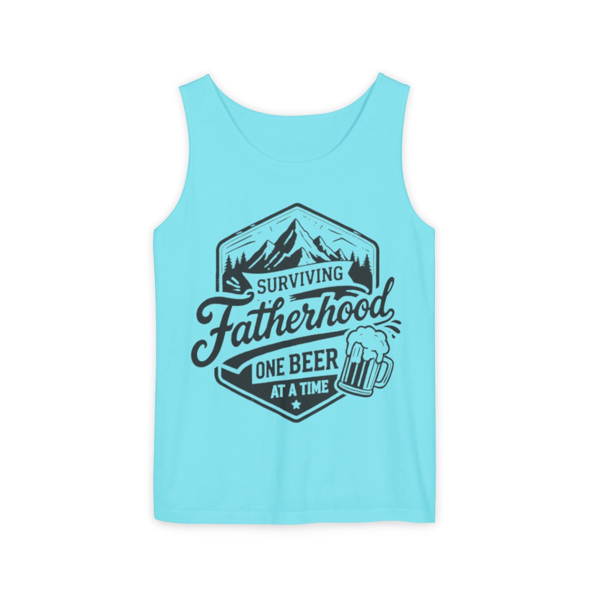 Fatherhood Tank Top | "Surviving Fatherhood One Beer at a Time" Graphic