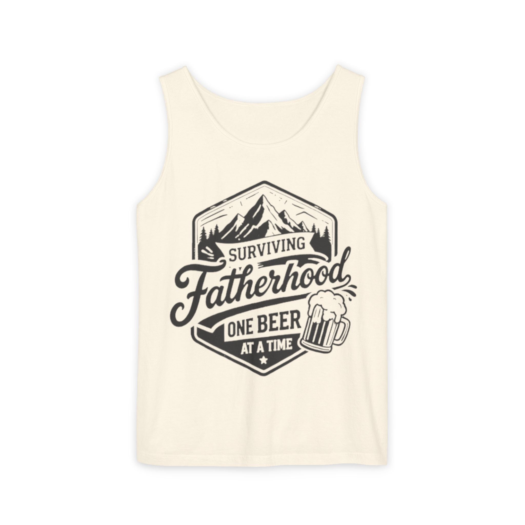Fatherhood Tank Top | "Surviving Fatherhood One Beer at a Time" Graphic
