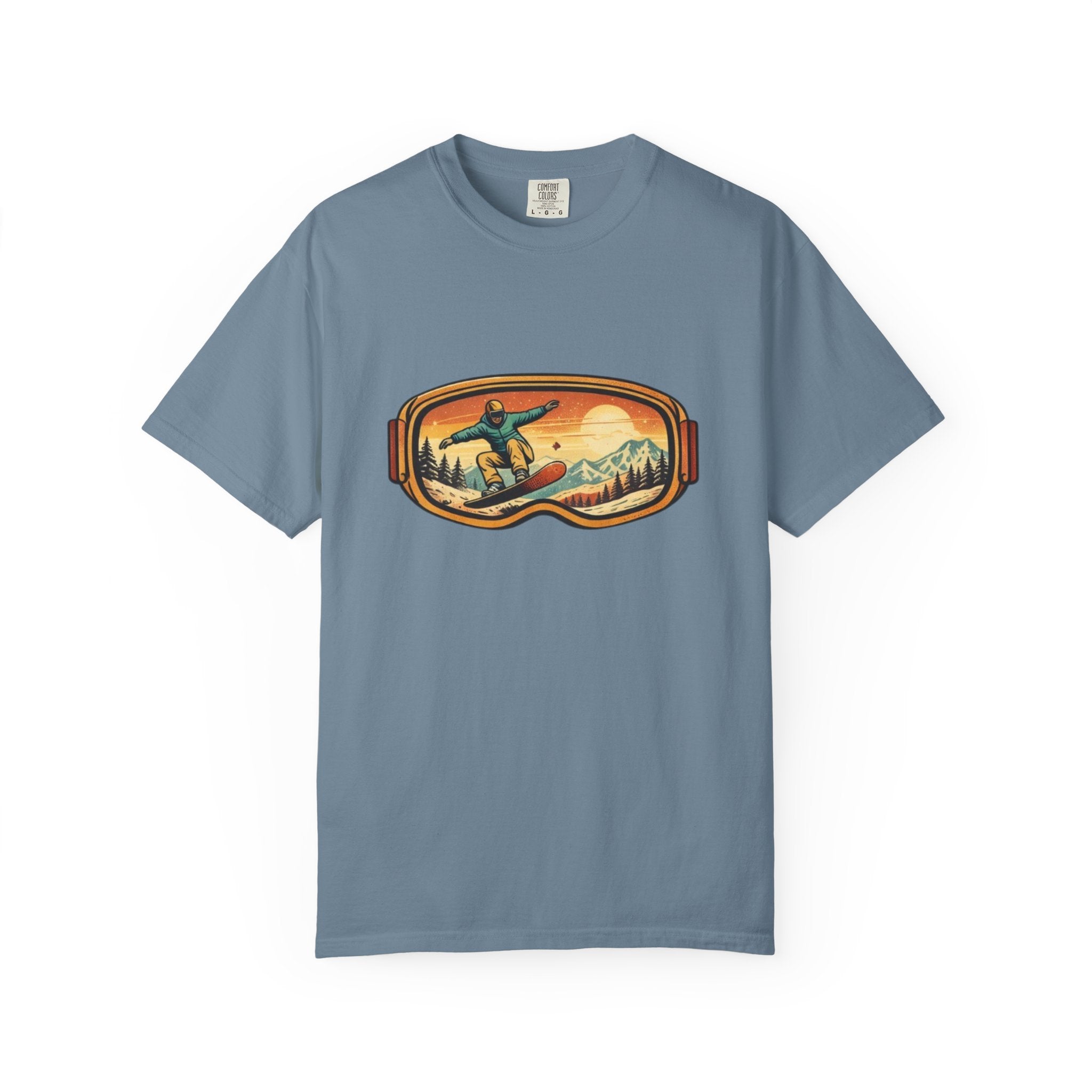 Snowboard Goggles Graphic T-Shirt | Retro Mountain Snowboarding Tee