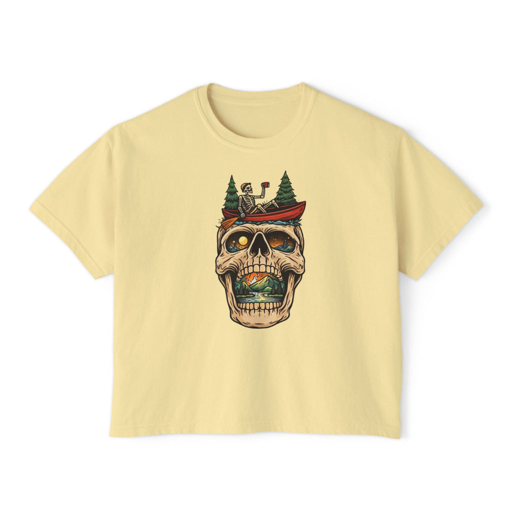 Skull Canoe Graphic Tee | Adventure Outdoors Women's Boxy T-Shirt