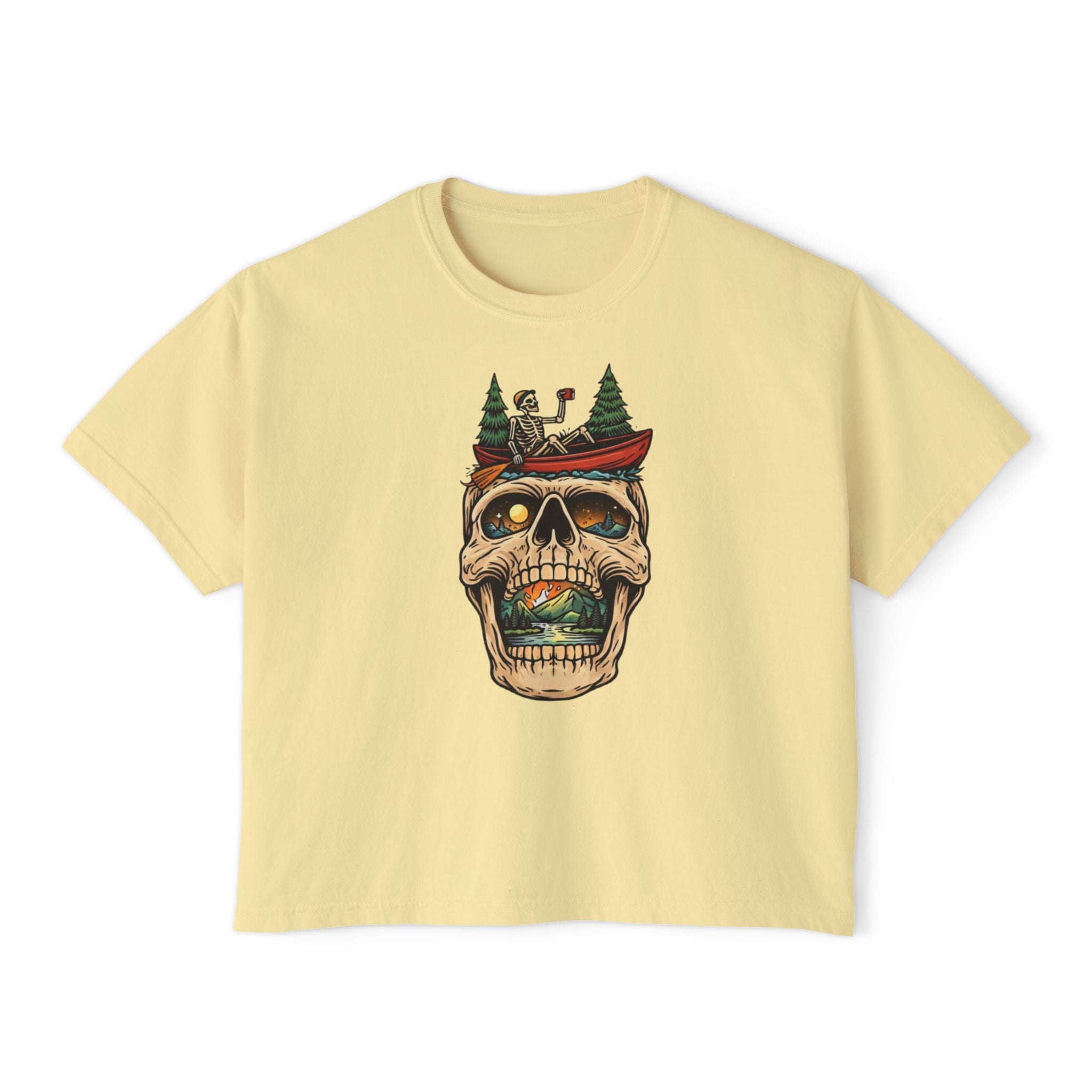 Skull Canoe Graphic Tee | Adventure Outdoors Women's Boxy T-Shirt