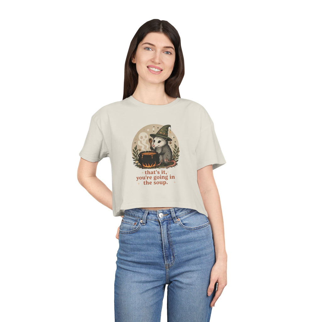 Crop Tee | Witch Cat Cauldron "thats it, youre going in the soup."