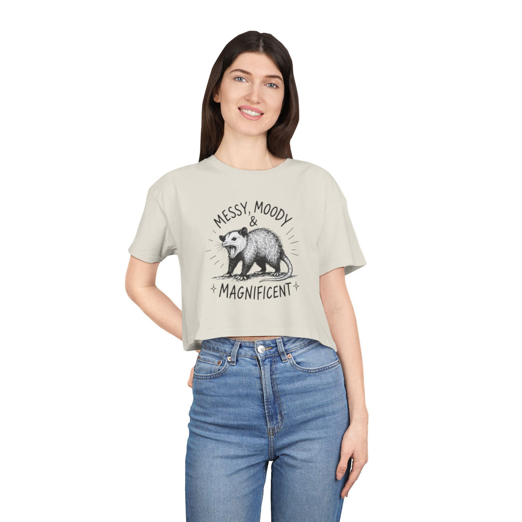 Crop Tee | Messy Moody & Magnificent Opossum Graphic