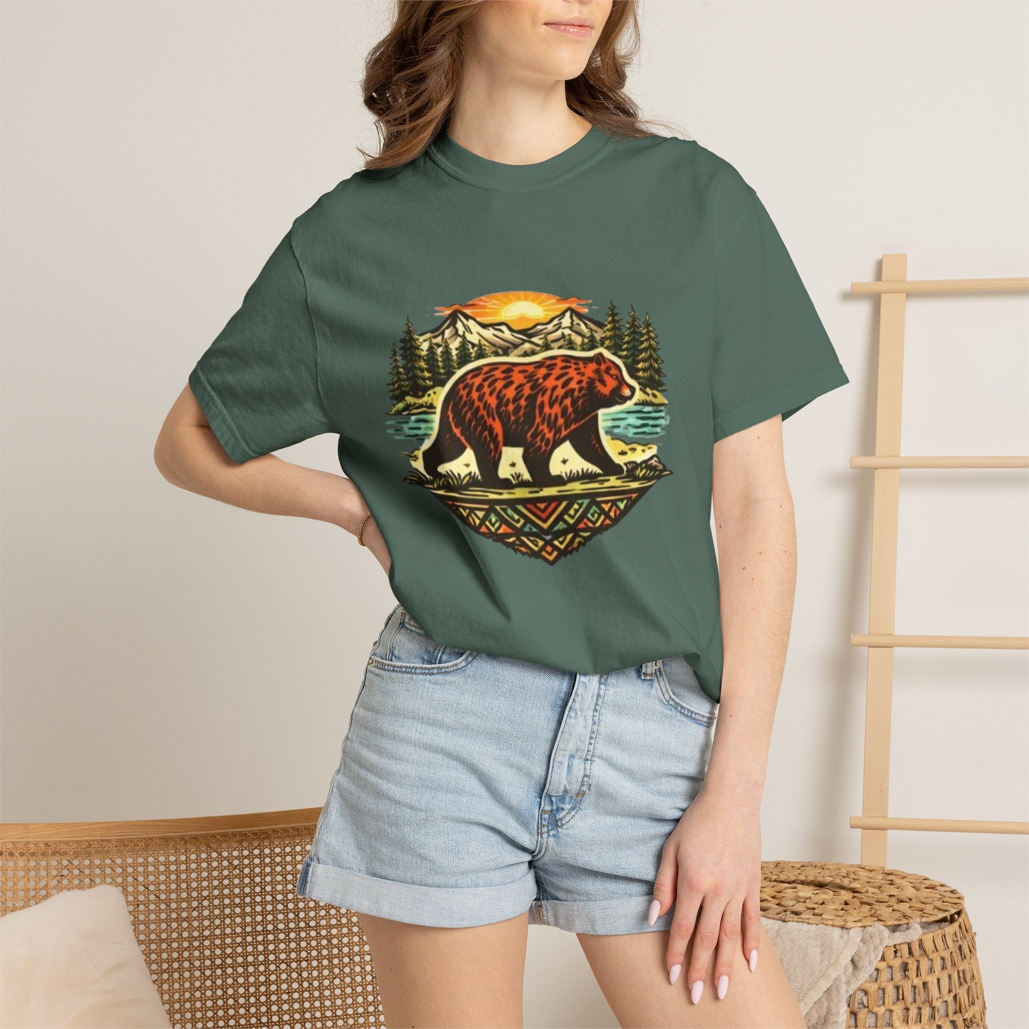 Bear Sunset T-Shirt | Vintage Forest Adventure Graphic Tee