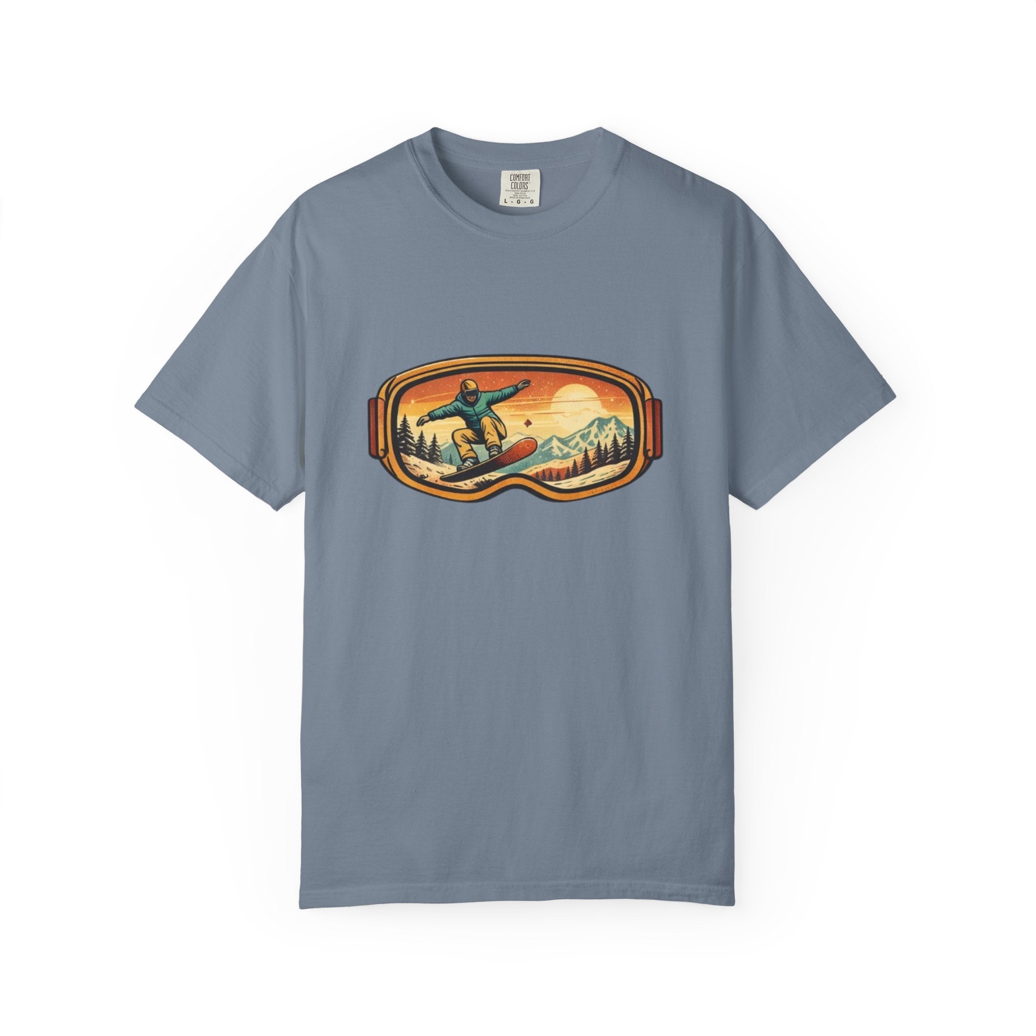 Snowboard Goggles Graphic T-Shirt | Retro Mountain Snowboarding Tee