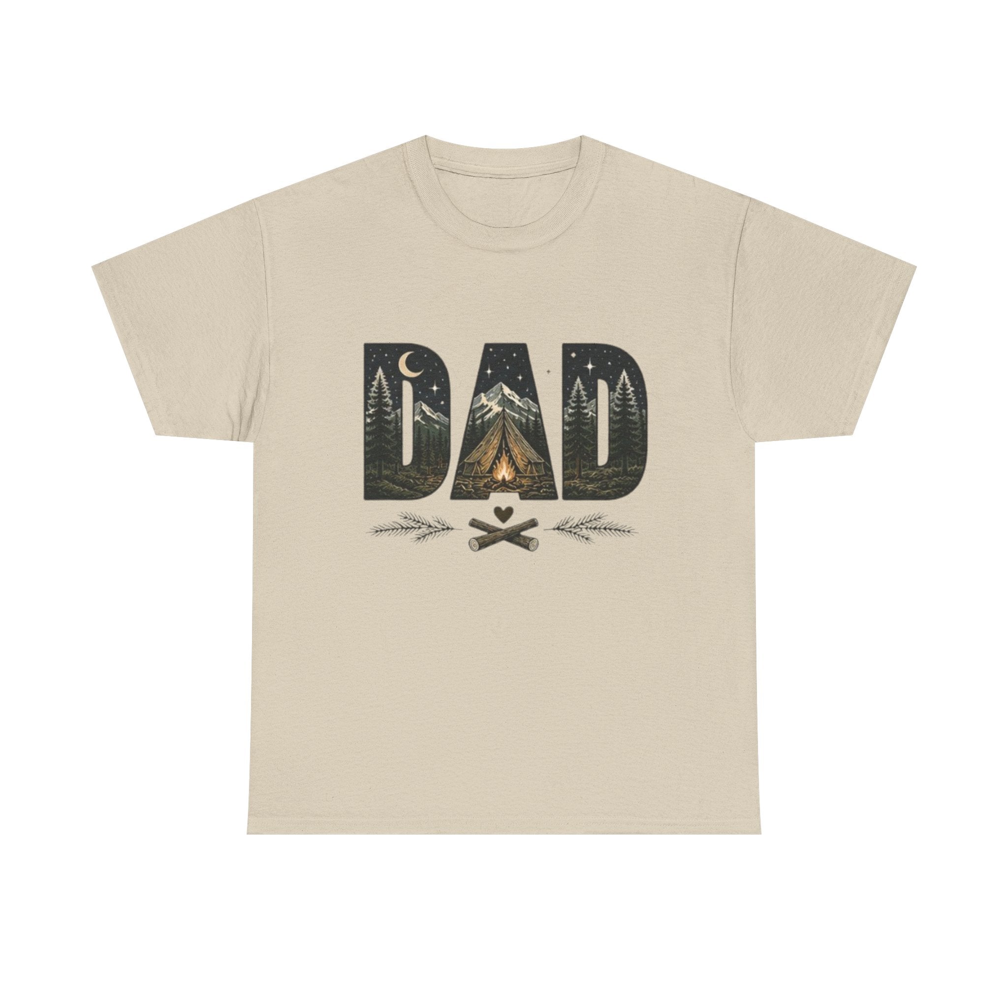 Dad Camping T-Shirt | Outdoor Graphic Tee with Tent & Campfire Design