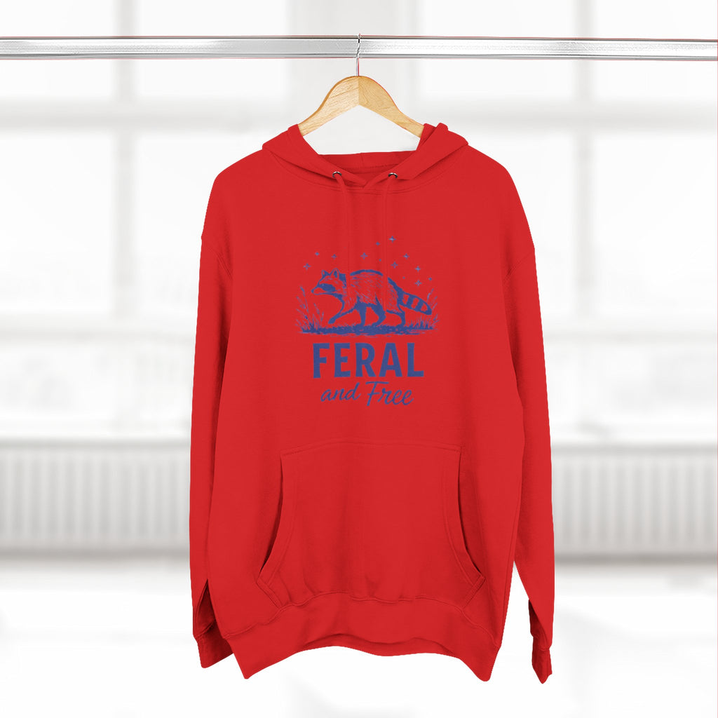 Hoodie | Feral and Free Raccoon Graphic Hoodie | Nature Lover Casual Pullover