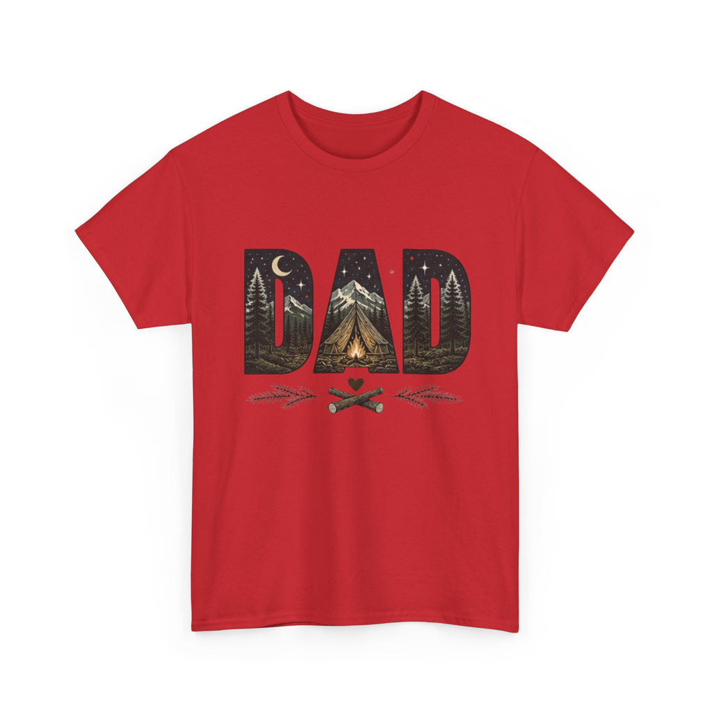 Dad Camping T-Shirt | Outdoor Graphic Tee with Tent & Campfire Design