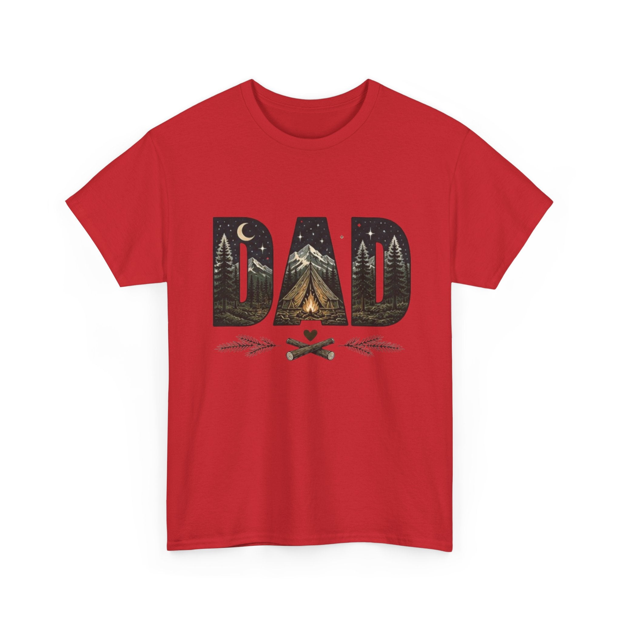 Dad Camping T-Shirt | Outdoor Graphic Tee with Tent & Campfire Design