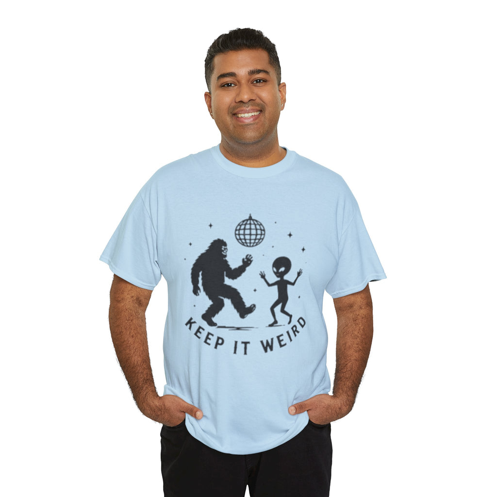 Keep It Weird T-Shirt | Dancing Bigfoot & Alien Disco Tee