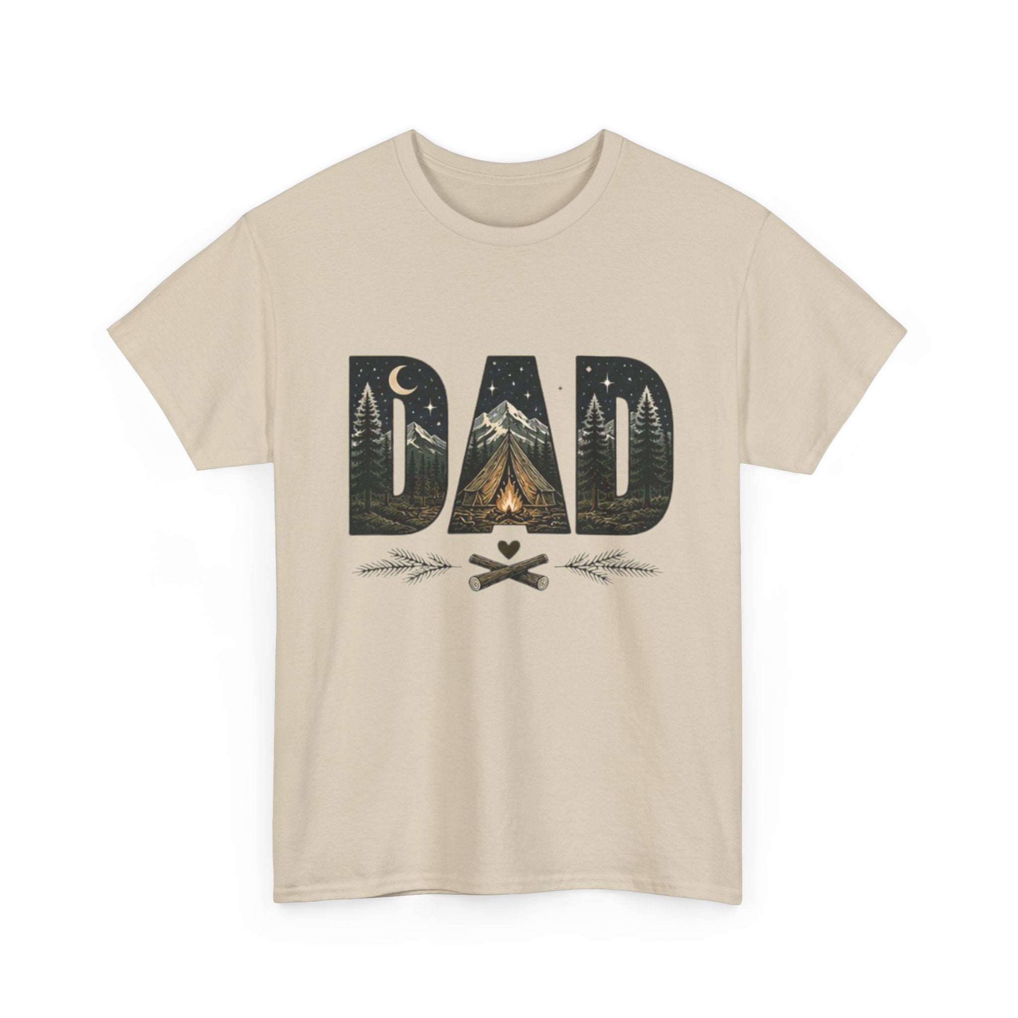 Dad Camping T-Shirt | Outdoor Graphic Tee with Tent & Campfire Design