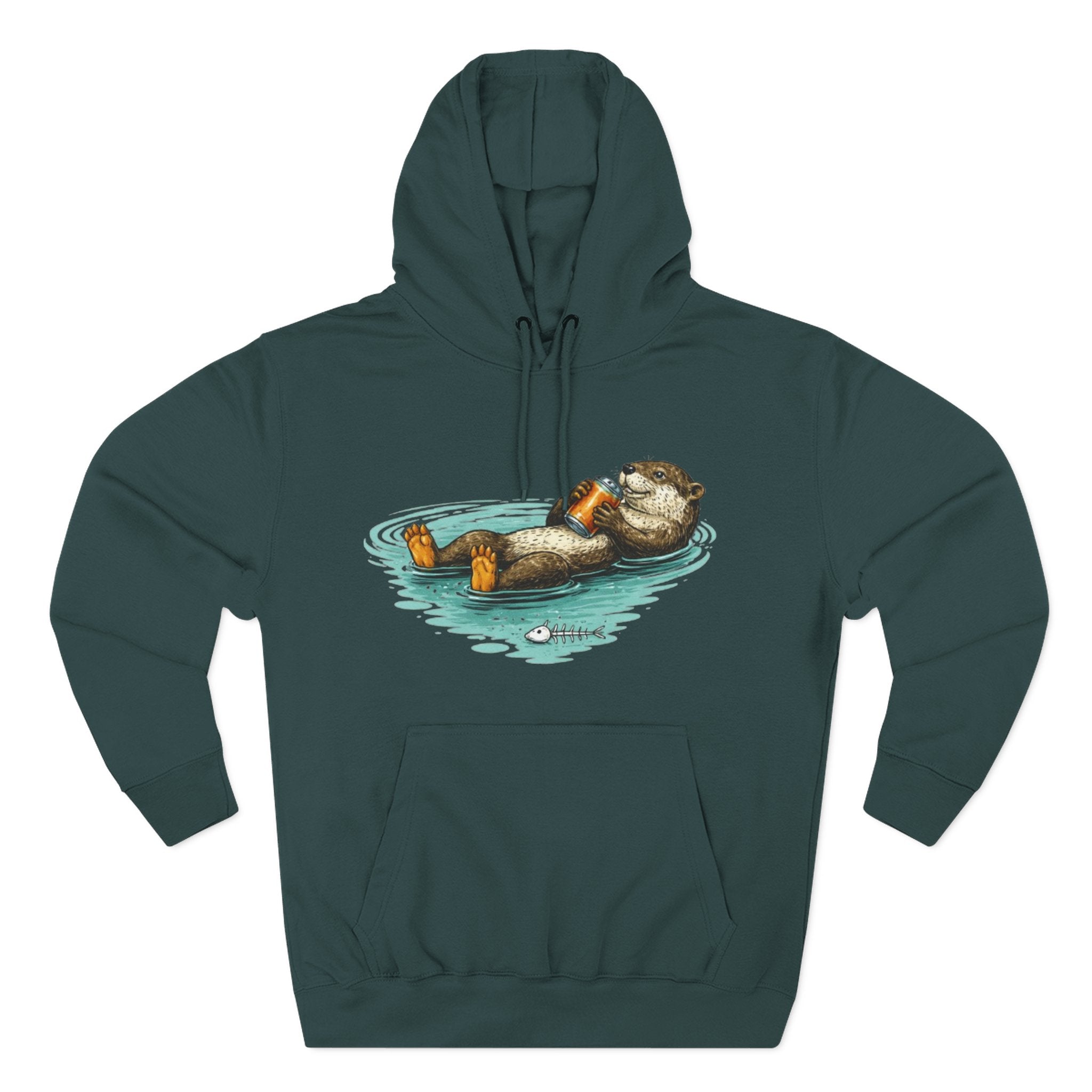 Otter Floating Graphic Hoodie | Relaxing Sea Otter with Beer Pullover