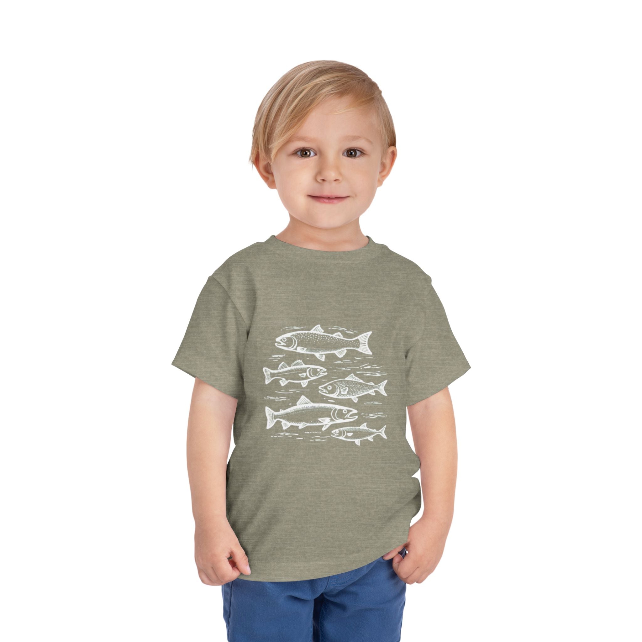 Toddler Tee | Vintage Fish Sketches Kids Short Sleeve Shirt