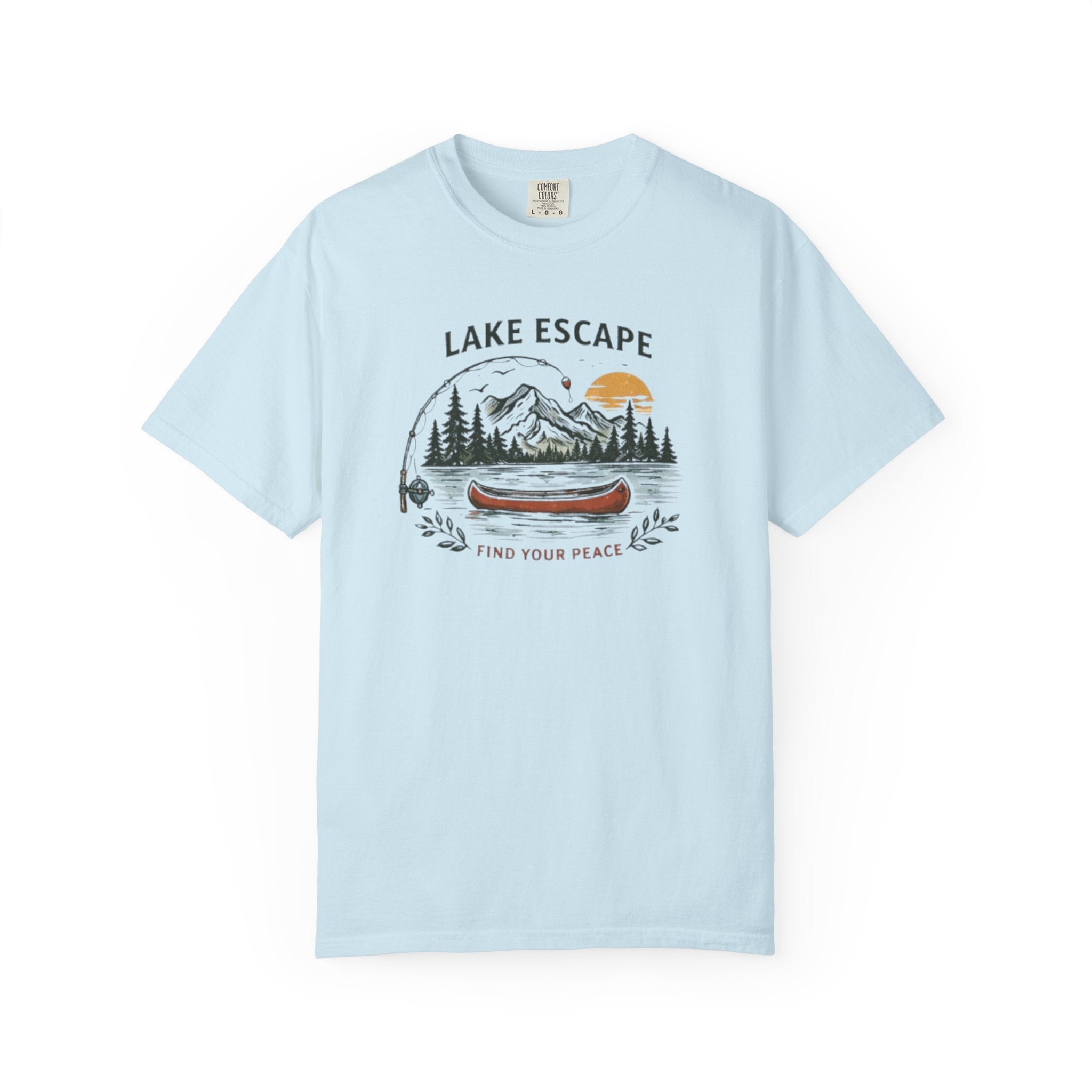 Lake Escape T-Shirt | Canoe Nature Graphic "Find Your Peace" Tee
