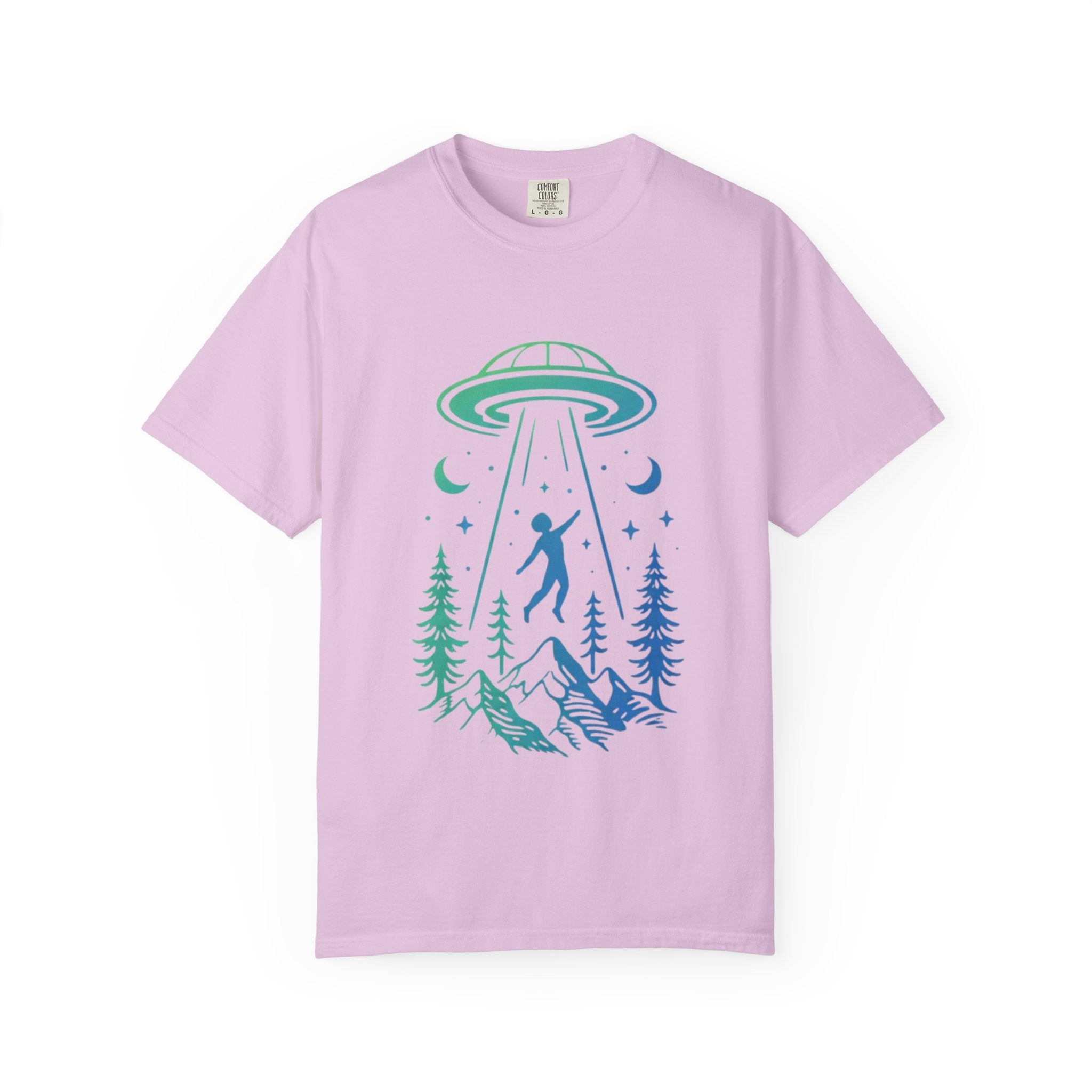 Alien Abduction Mountain T-Shirt | UFO Forest Graphic Tee