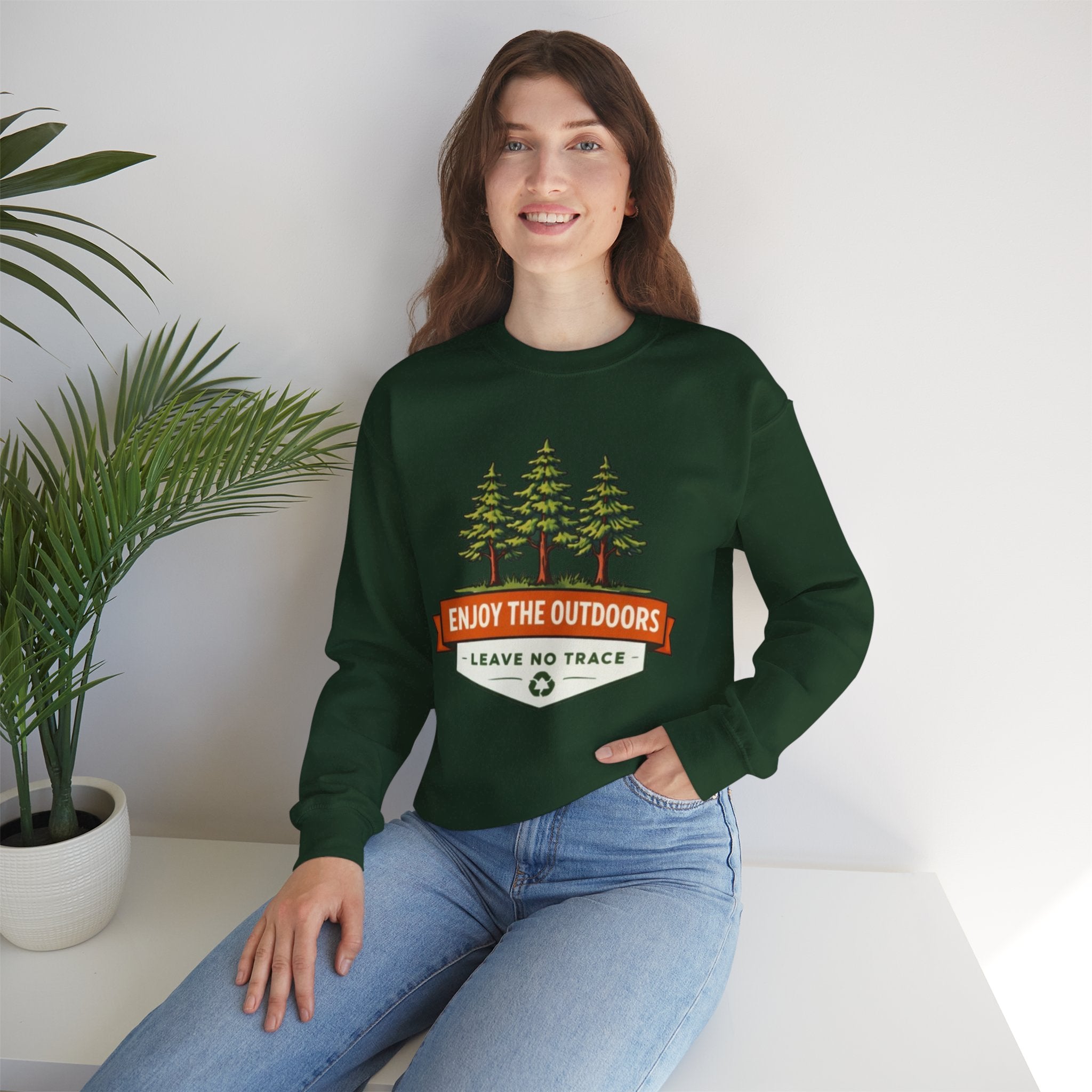Enjoy the Outdoors Crewneck Sweatshirt | "Leave No Trace" Camping Graphic