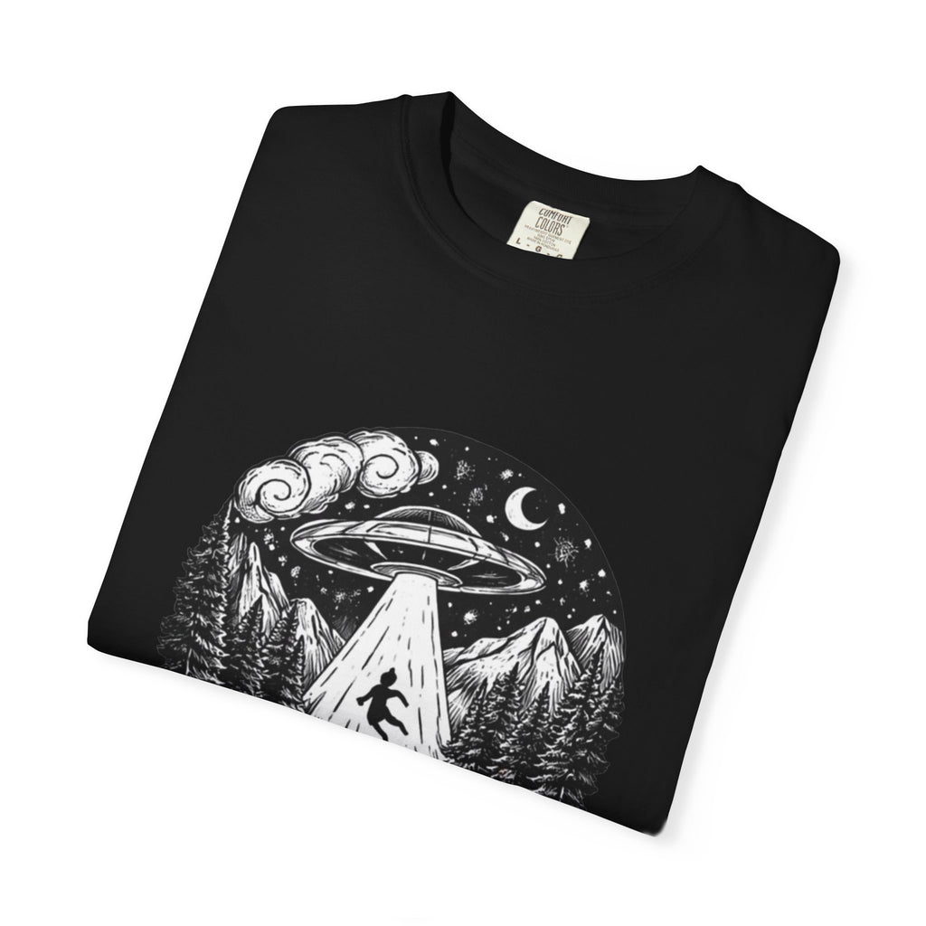 Alien Abduction Forest T-Shirt | Retro UFO Nature Graphic Tee