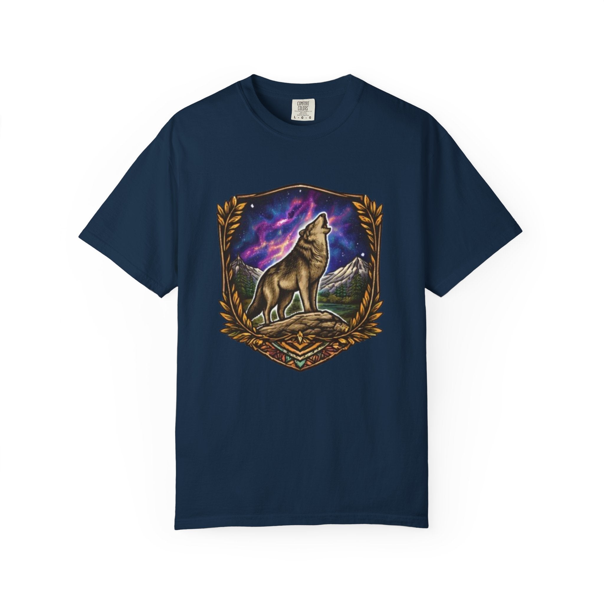 Wolf Crest T-Shirt | Howling Wolf Night Sky Graphic Tee
