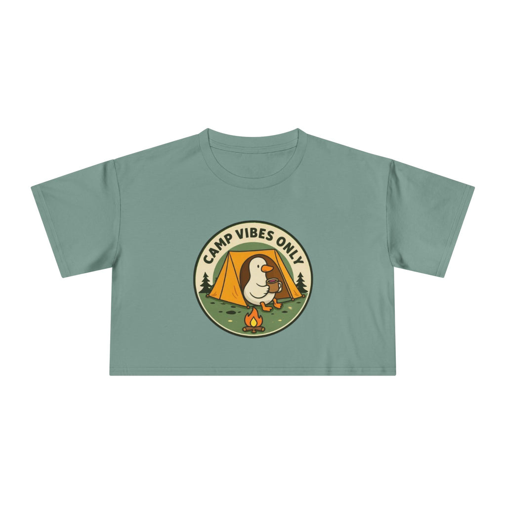 Camp Vibes Only Crop Tee | Cute Camping Goose Graphic