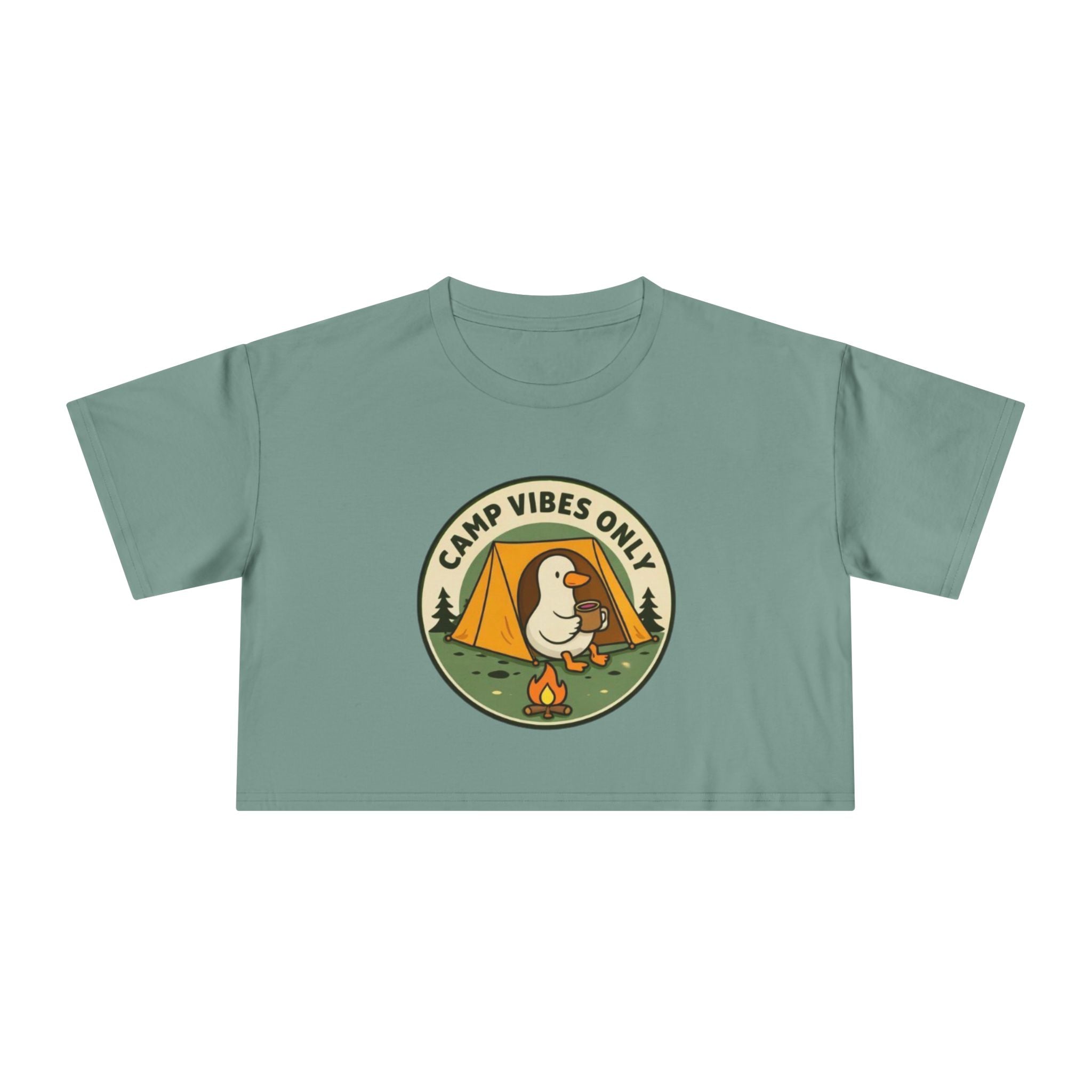 Camp Vibes Only Crop Tee | Cute Camping Goose Graphic
