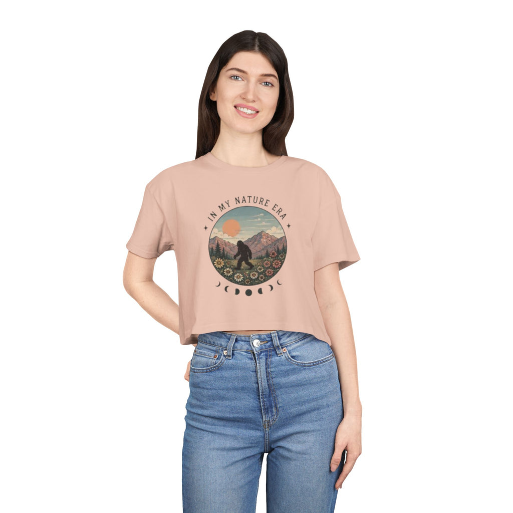 Nature Era Crop Tee | "I Am My Nature Era" Mountain & Sun Graphic