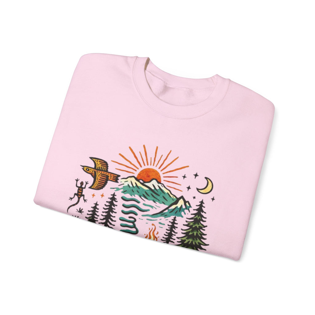 Nature Scene Crewneck Sweatshirt | Desert to Mountain Wildlife Graphic