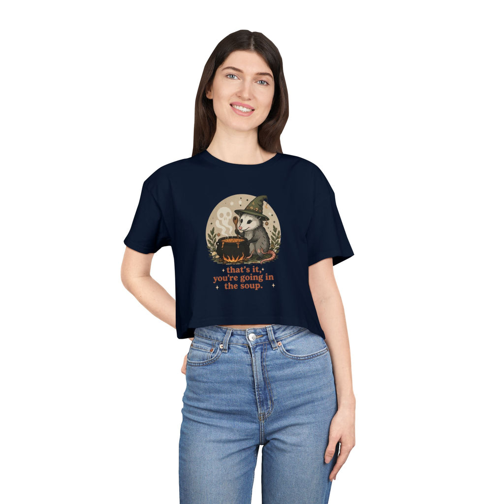 Crop Tee | Witch Cat Cauldron "thats it, youre going in the soup."