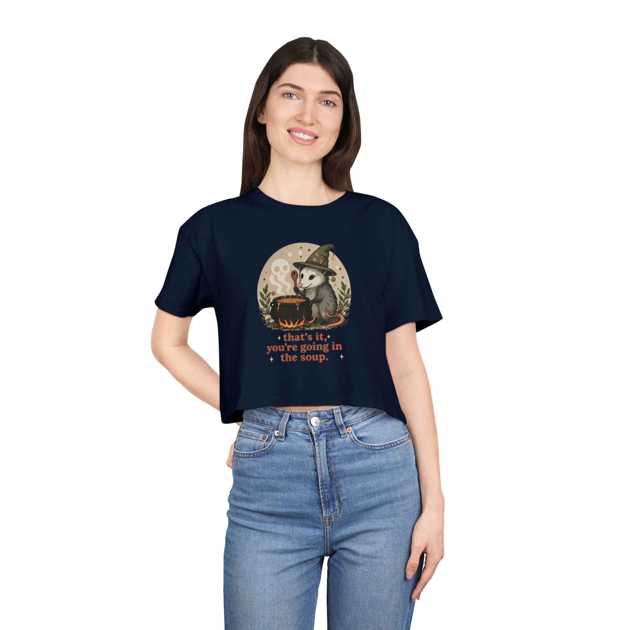 Crop Tee | Witch Cat Cauldron "thats it, youre going in the soup."