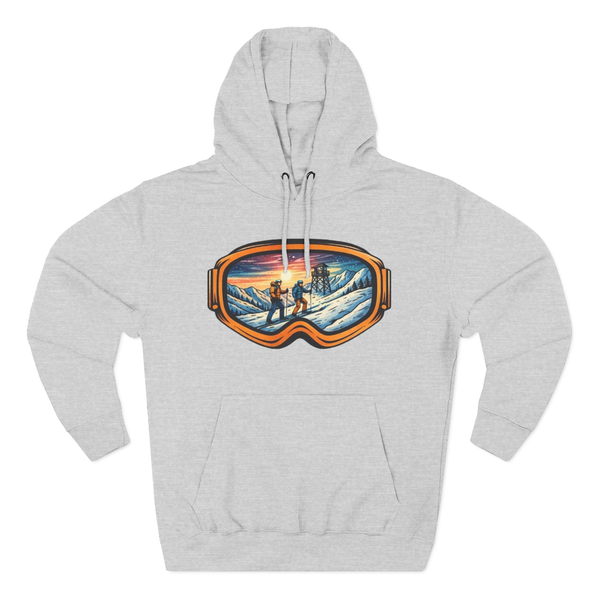Ski Goggles Graphic Hoodie | Sunset Mountain Ski Fleece Pullover