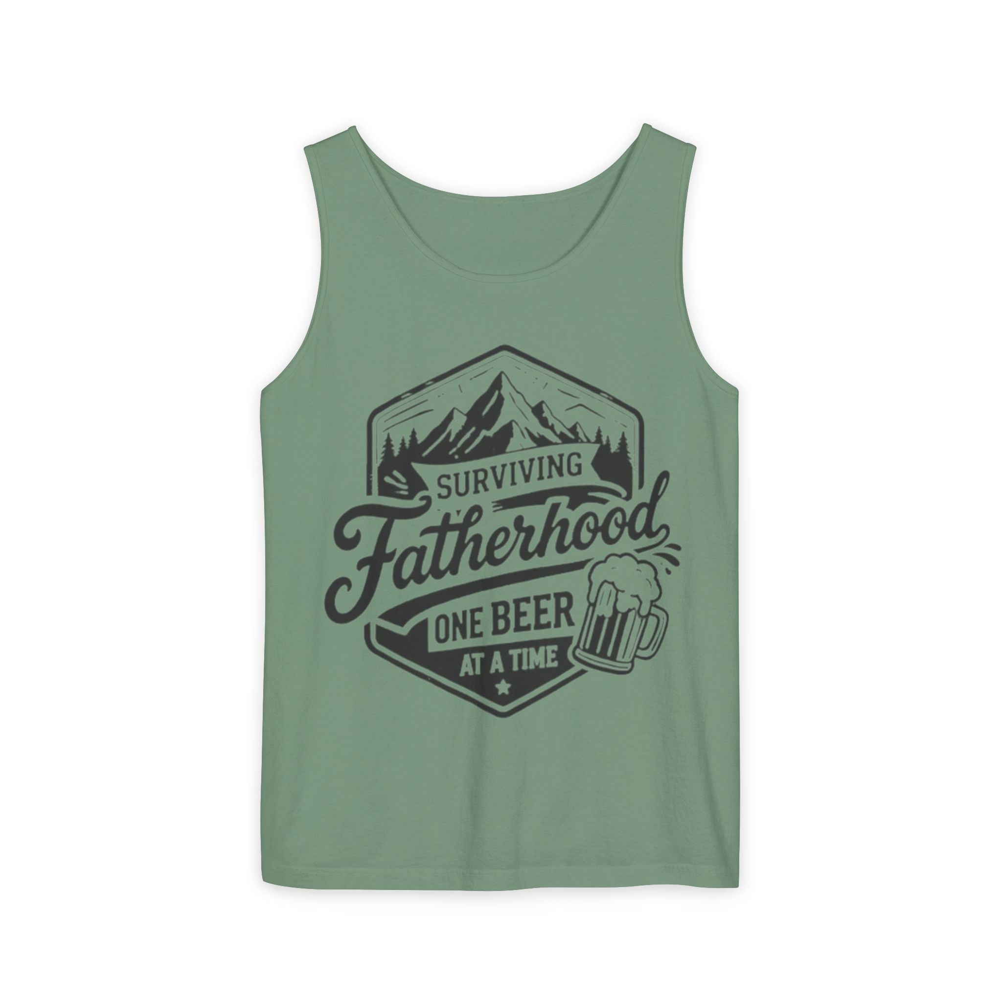 Fatherhood Tank Top | "Surviving Fatherhood One Beer at a Time" Graphic