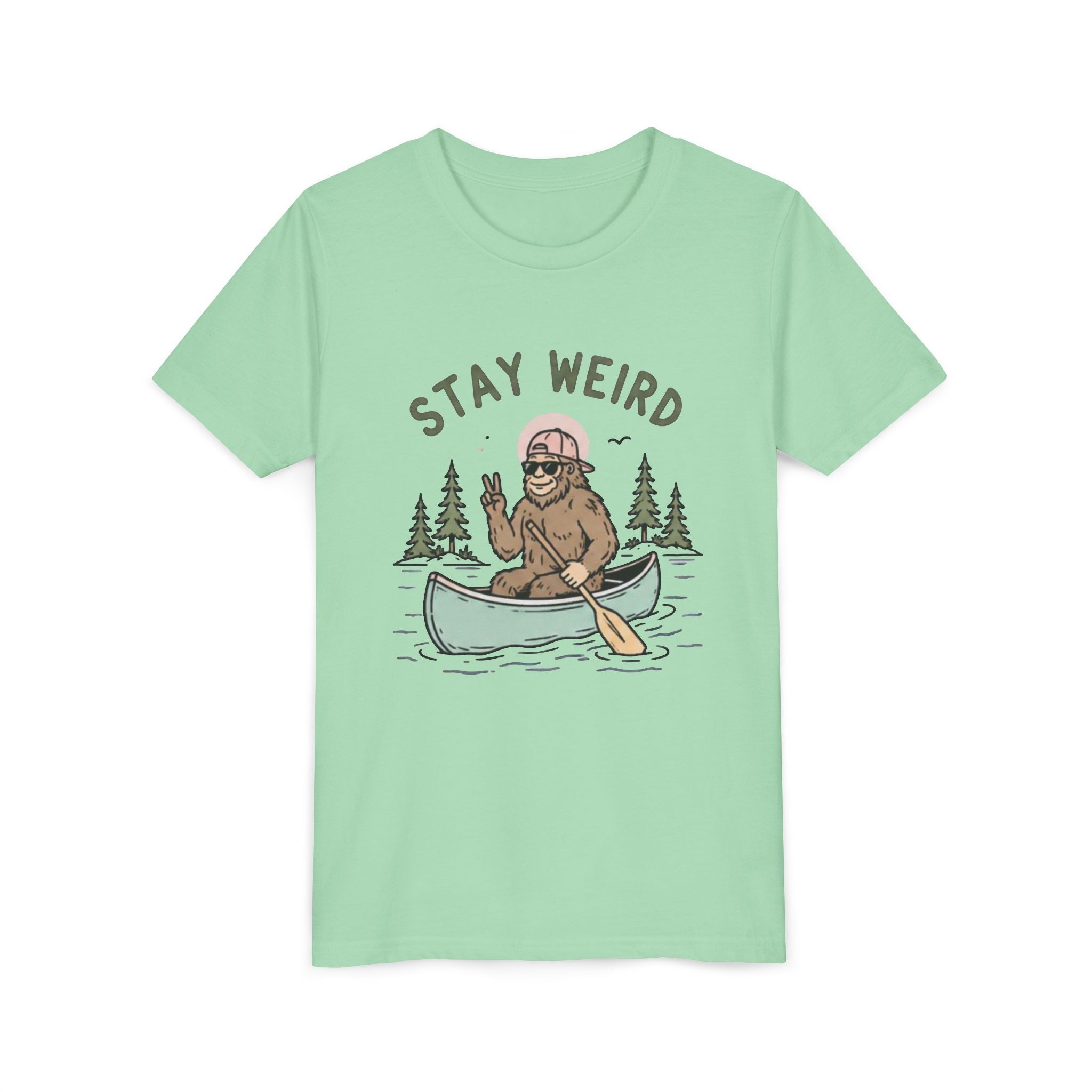 Youth T-Shirt | "Stay Weird" Canoe Bigfoot Graphic Tee