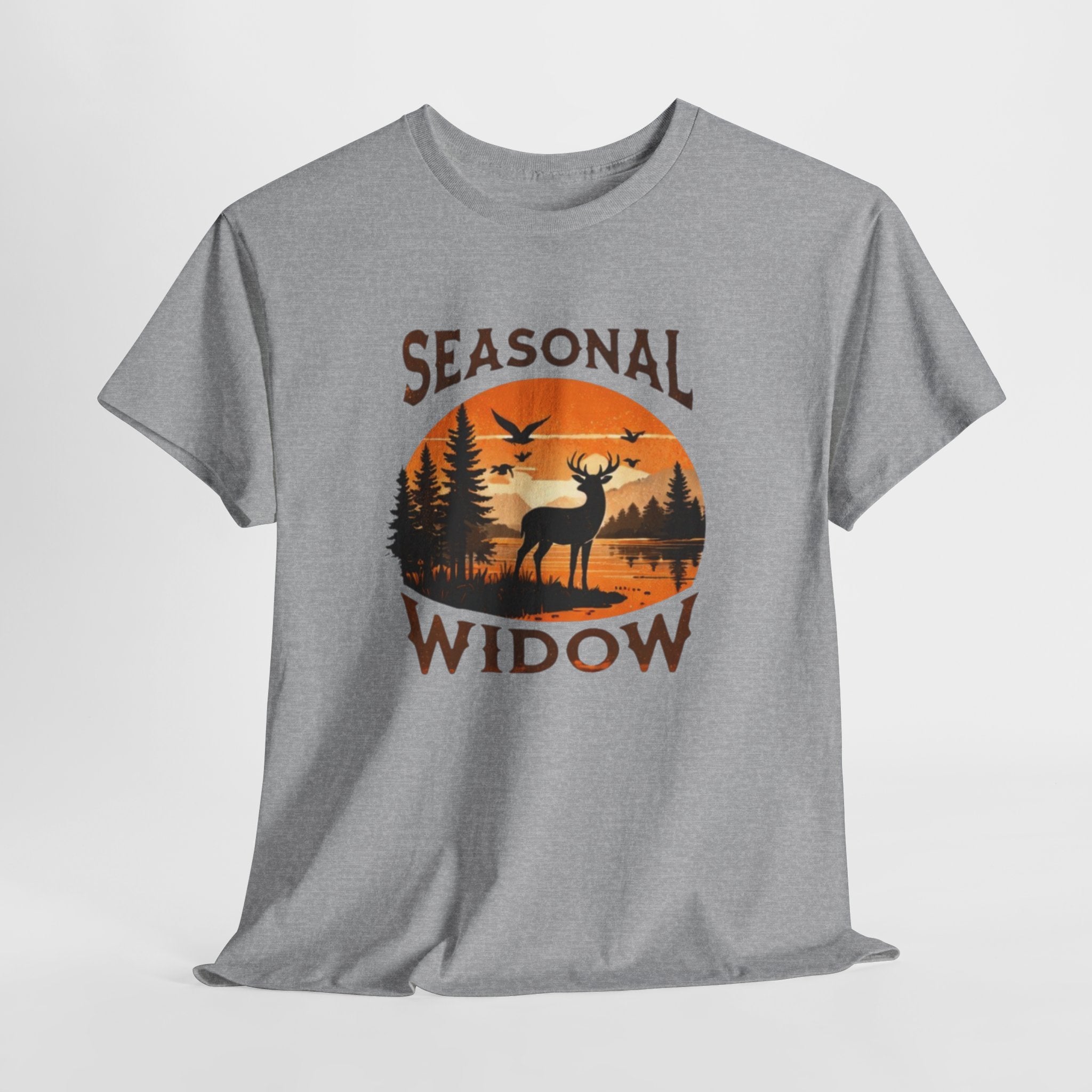 Seasonal Widow Tee | Hunting Wife Deer Sunset Graphic T-Shirt