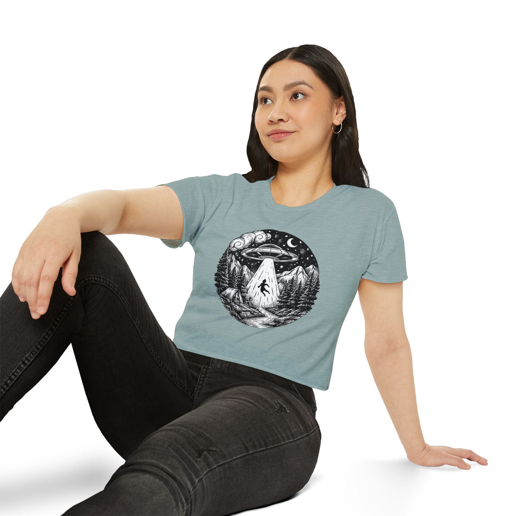 Crop Top | UFO Abduction Night Sky Graphic Women's Festival Crop