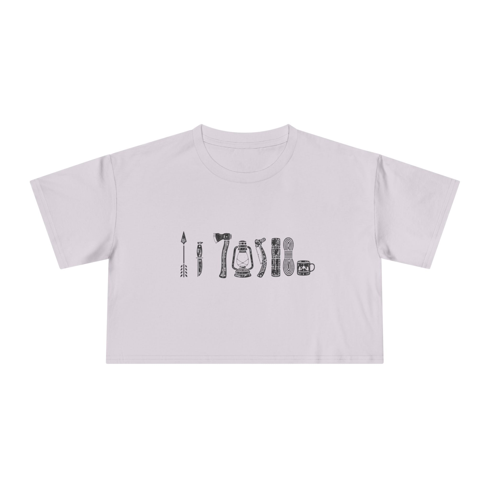 Crop Tee | Minimalist Vintage Camping Gear Illustration